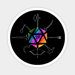 Veni. Vidi. Nat20. - rainbow & white - LGBTQ+ ttrpg dice Magnet